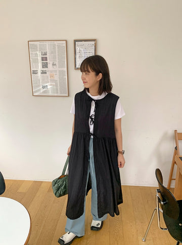 Hakun Layered Slit Ribbon Long One Piece